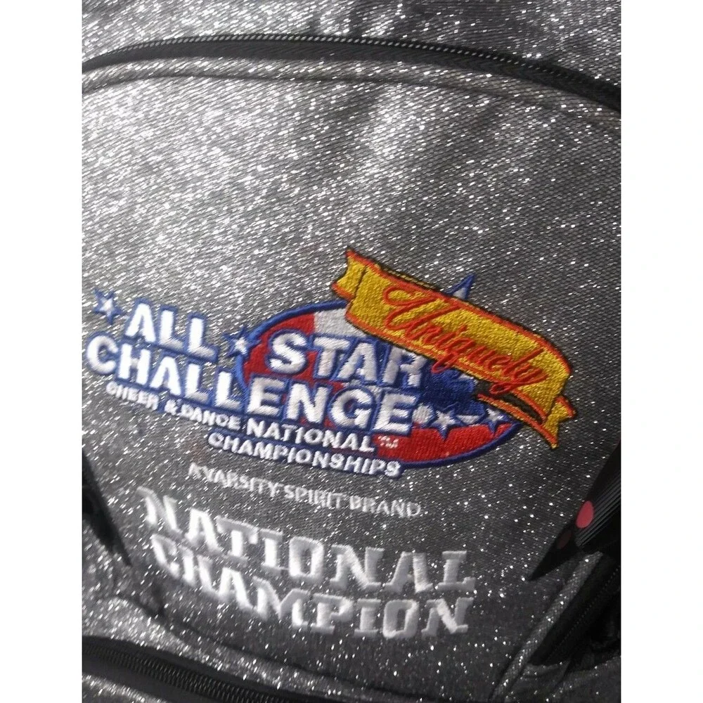 Metallic Silver Backpack All Star Challenge National Champion  Cheerleading Back